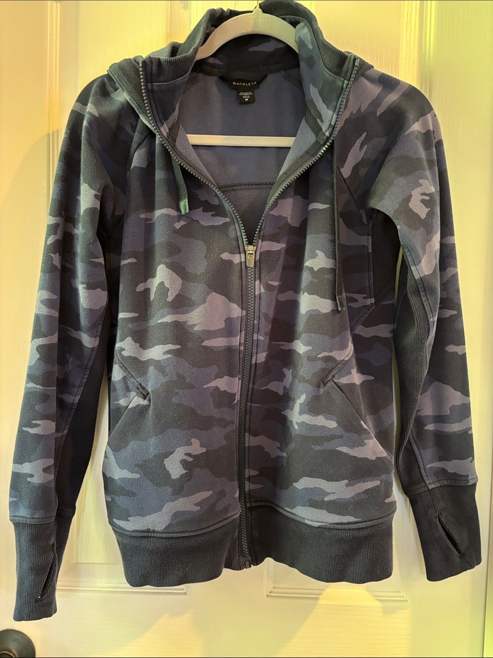 Athleta Navy & Gray Camo Full-Zip Utility Hoodie